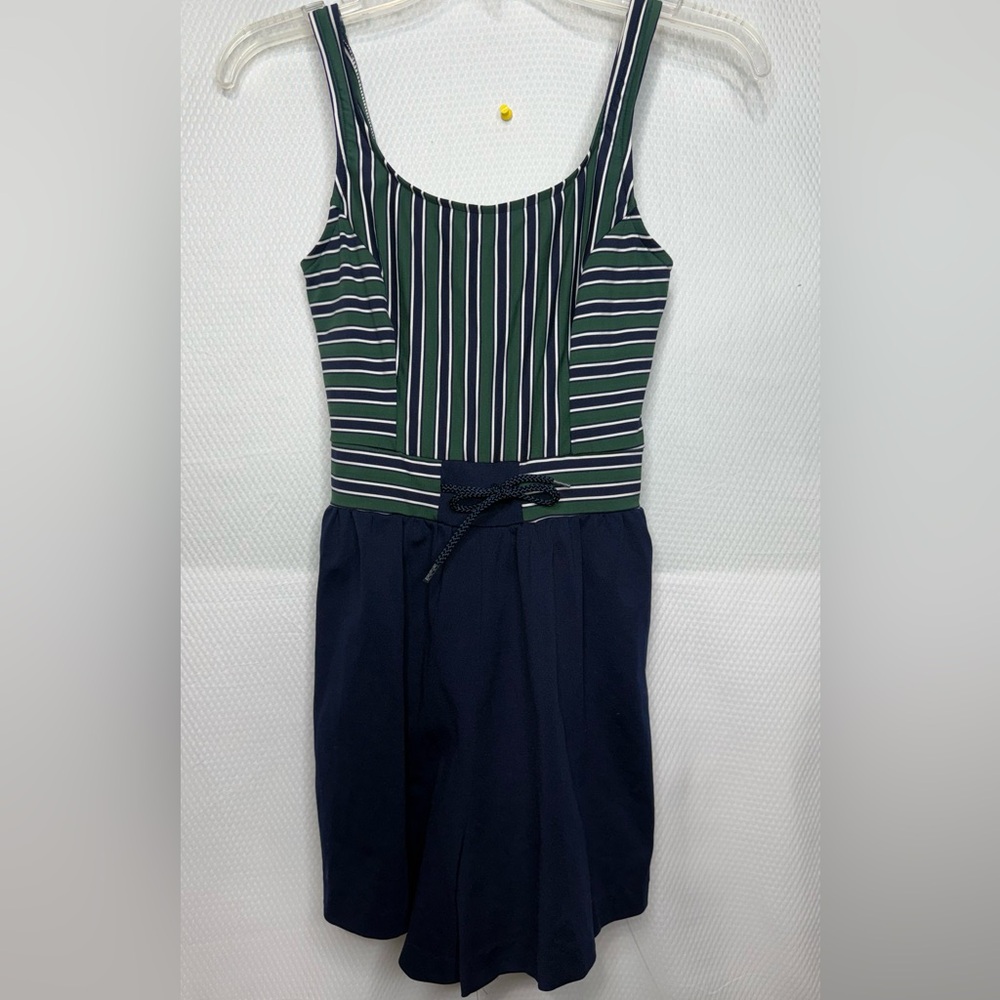 Vintage Westbound Green and Navy Striped Nautical Swimsuit